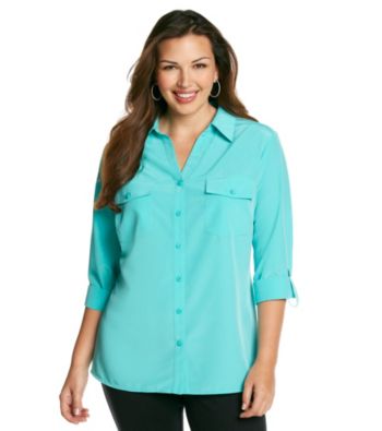 Notations® Plus Size Solid Blouse