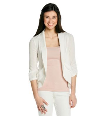 Sequin Hearts® Juniors' Rouch Sleeve Jacket
