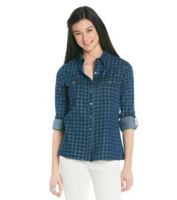 Belle du Jour Juniors' Buffalo Check Denim Shirt