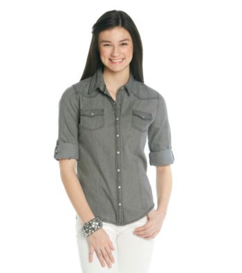 w.f. Juniors' Washed Gray Denim Equipment Shirt