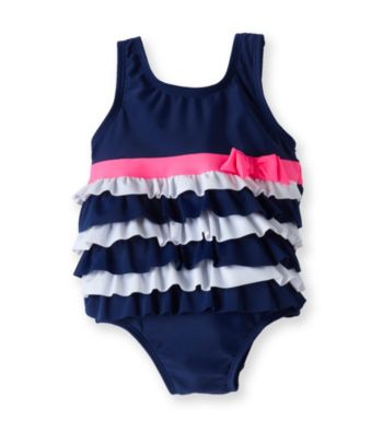 Carter's® Baby Girls' Navy/White Tiered Swimsuit