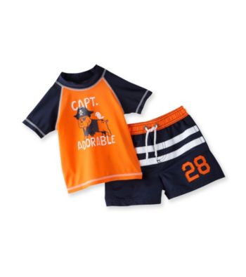 Carter's® Baby Boys' Orange/Navy 2-pc. Bulldog Rash Guard Swim Set