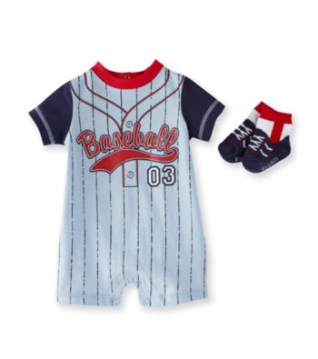 Vitamins Baby® Baby Boys' Blue Baseball Romper with Socks