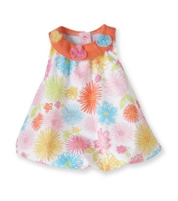 Vitamins Baby® Baby Girls' Orange Floral Bubble Romper