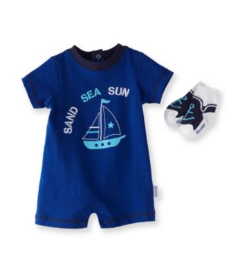 Vitamins Baby® Baby Boys' Blue Sail Boat Romper with Socks