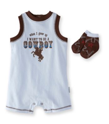 Vitamins Baby® Baby Boys' Blue Cowboy Romper with Socks