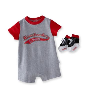 Vitamins Baby® Baby Boys' Grey Heart Breaker Romper with Socks