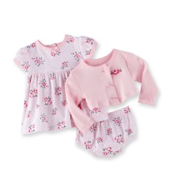 Vitamins Baby® Baby Girls' Pink 3-pc. Rose Print Dress Set