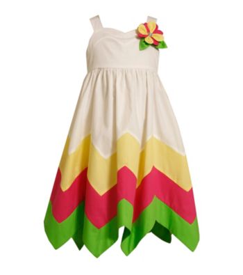 Bonnie Jean® Girls' 4-6X White Multi Flower Hanky Hem Dress