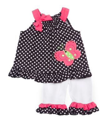 Rare Editions® Girls' 2T-4T Black/White Polka-Dot Butterfly Set