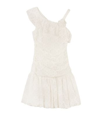 Amy Byer Girls' 7-16 Ivory Lace One Shoulder Dress