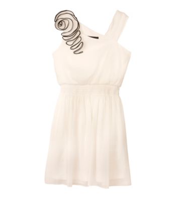Amy Byer Girls' 7-16 Black/White One Shoulder Flower Dress