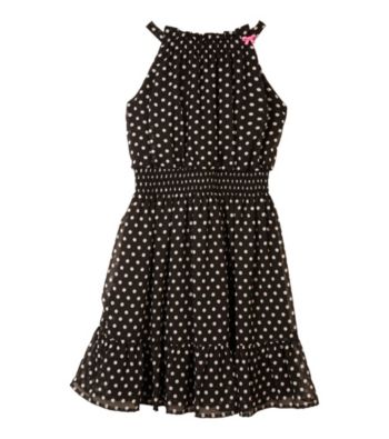 Amy Byer Girls' 7-16 Black/White Polka-Dot Halter Dress