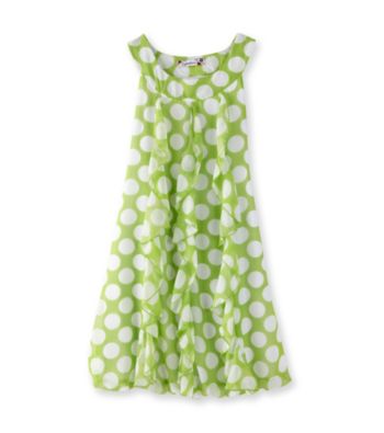 Speechless® Girls' 7-16 Lime/White Polka-Dot Ruffle Dress