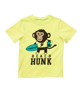 Carter's® Boys' 2T-4T Yellow Short Sleeve Beach Hunk Monkey Tee
