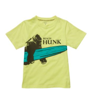 Carter's® Boys' 4-7 Yellow Short Sleeve Beach Hunk Gorilla Tee