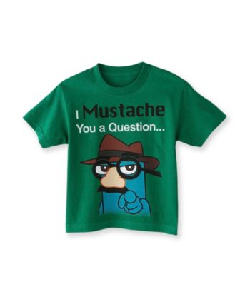 Disney® Boys' 4-7 Green Short Sleeve Phineas Mustache Tee