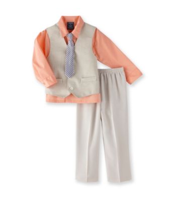 Izod® Boys' 2T-7 Orange/Khaki 3-pc. Vest Set with Tie