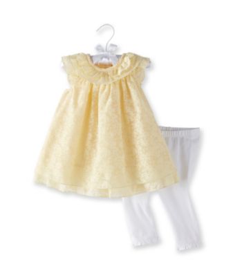 Cuddle Bear® Baby Girls' Yellow Silk Burnout Leggings Set