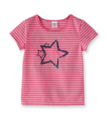Little Miss Attitude Girls' 2T-6X Pink/White Striped Glitter Graphic Tee
