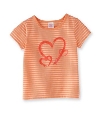 Little Miss Attitude Girls' 2T-6X Orange/White Striped Glitter Graphic Tee
