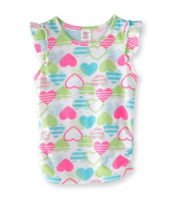 Little Miss Attitude Girls' 2T-6X Multi Heart Print Flutter Sleeve Tank