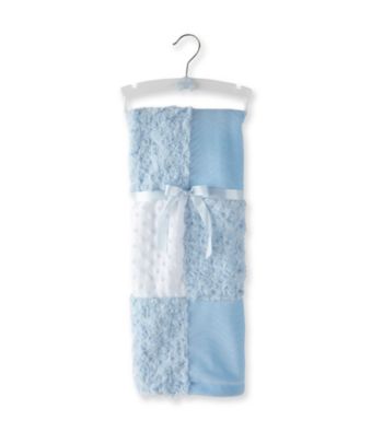 Cuddle Bear® Boys' Blue Patchwork Textured Blanket with Fleece