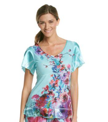 Oneworld® Satin Sleeve Knit Top - Petal About Teal