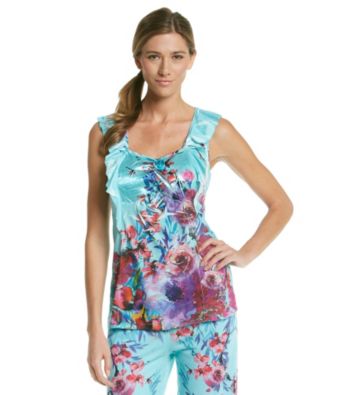 Oneworld® Ruffled Sleeveless Knit Top - Petal About Teal