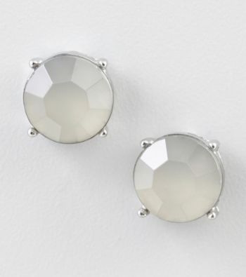 Relativity® Silvertone Faceted Button Earrings