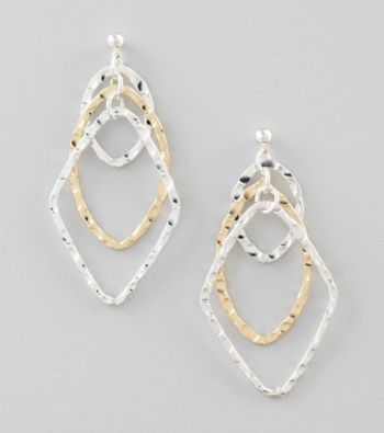 Relativity® Two Tone Textured Interlock Drop Earrings