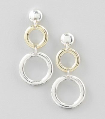 Relativity® Two Tone Post Circle Drop Earrings