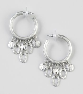 Relativity® Silvertone Fringe Hoop Earrings
