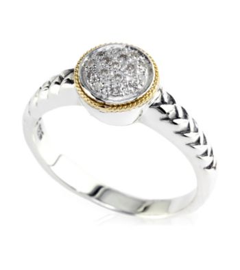 Effy® Sterling Silver and 18K Gold Diamond Ring