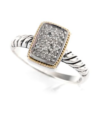 Effy® Sterling Silver and 18K Gold Diamond Ring