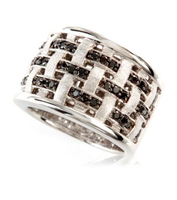 Effy® Black Diamond Weave Band Ring in Sterling Silver