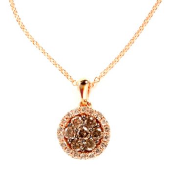 Effy® Brown and White Diamond Cluster Pendant in 14K Rose Goldtone