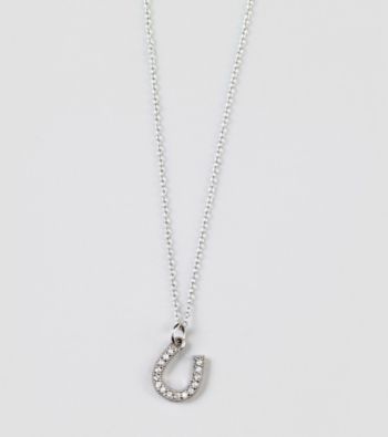 Designs by FMC Sterling Silver Cubic Zirconia Horseshoe Pendant Necklace
