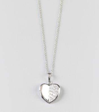 Designs by FMC Sterling Silver Cubic Zirconia Heart Pendant Necklace