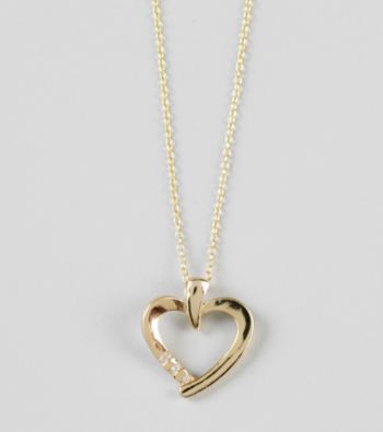 Designs by FMC 18K Gold over Sterling Silver Open Heart with Cubic Zirconia Pendant
