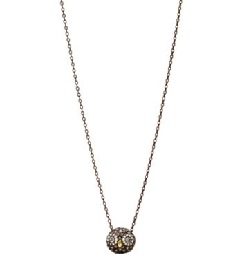 Fossil® Small Owl Head Pendant Necklace with Hematite Pave Glitz