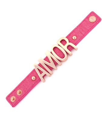 BCBGeneration™ Pink Canvas and Rose Goldtone Amor Big Affirmation Bracelet