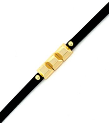 BCBGeneration™ Black and Goldtone Mini Charm Rubber Bracelet