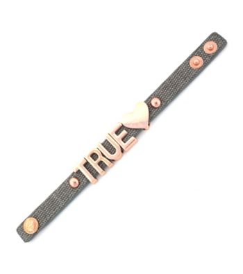 BCBGeneration™ Grey Canvas and Rose Goldtone True Love Affirmation Bracelet