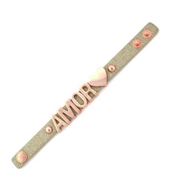 BCBGeneration™ Cream Canvas and Rose Goldtone Amor Affirmation Bracelet