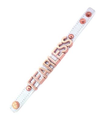 BCBGeneration™ White Canvas and Rose Goldtone Fearless Affirmation Bracelet