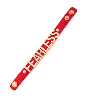 BCBGeneration™ Red Canvas and Rose Goldtone Fearless Affirmation Bracelet