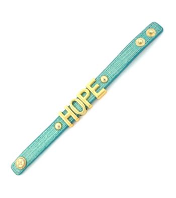 BCBGeneration™ Light Blue Canvas and Goldtone Hope Affirmation Bracelet