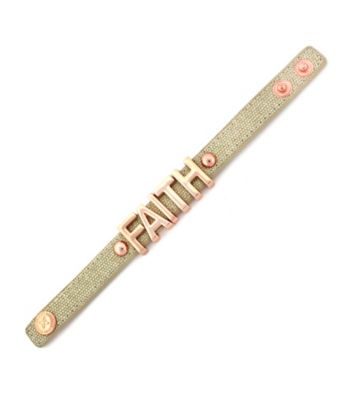 BCBGeneration™ Cream Canvas and Rose Goldtone Faith Affirmation Bracelet