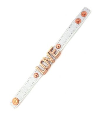 BCBGeneration™ White Canvas and Rose Goldtone Love Affirmation Bracelet